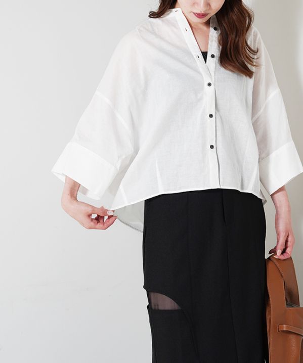 TenuE 前開きハーフスリーブシャツ
