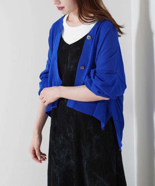 TenuE 袖ボリュームシアーカーディガン