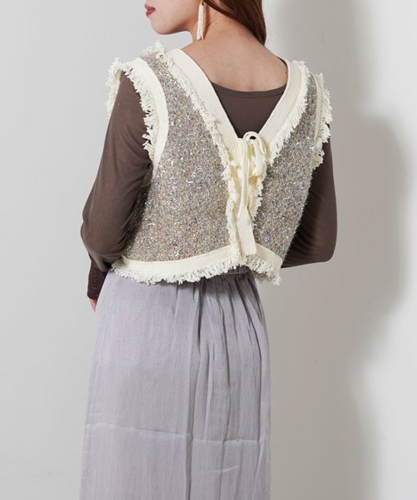 新品✨COEL コエル 25SS ツイードニットジレ 金釦 フリンジ 新品✨COEL