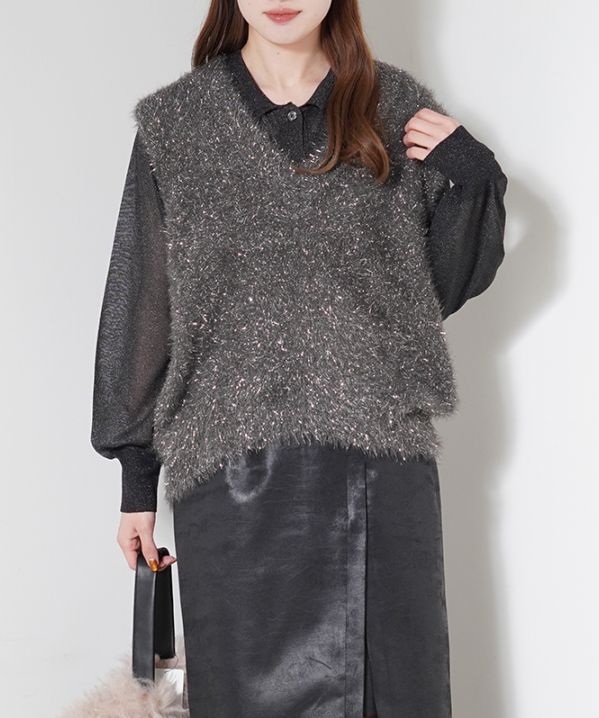 ソフトラメシャギーベスト