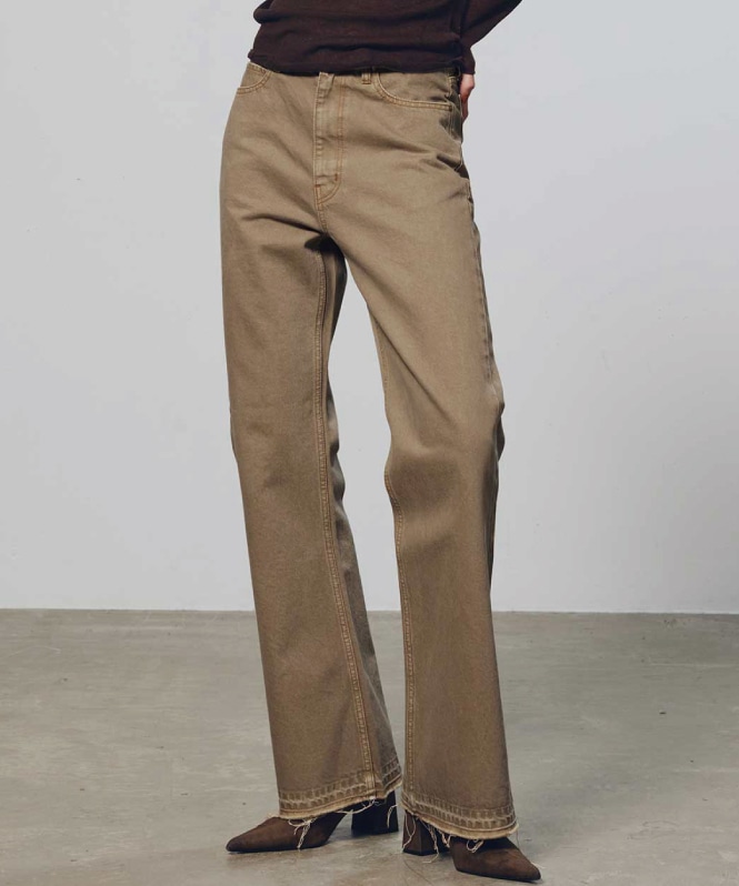 フレアカラーデニムパンツ