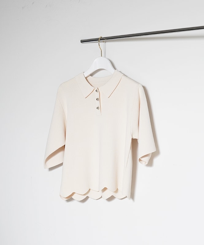 スカラップニットポロ