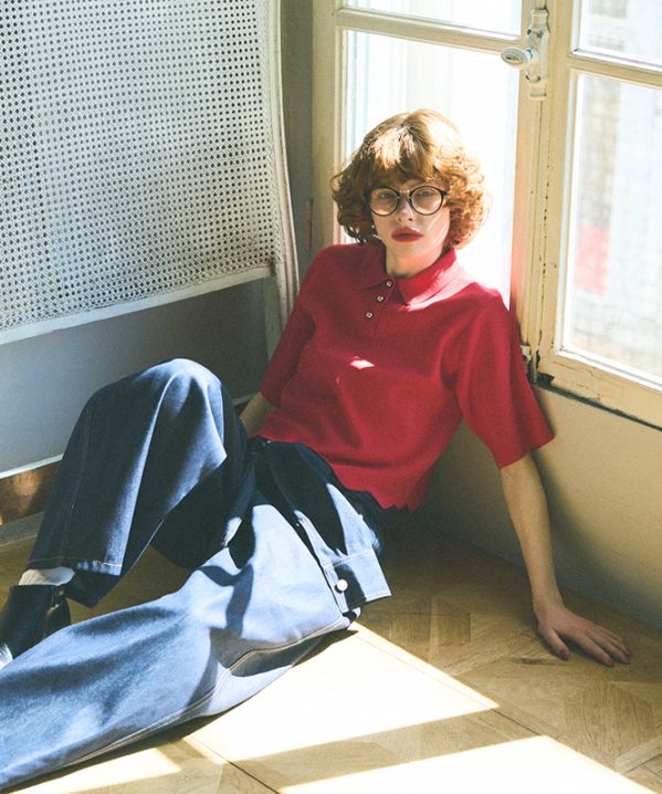 スカラップニットポロ