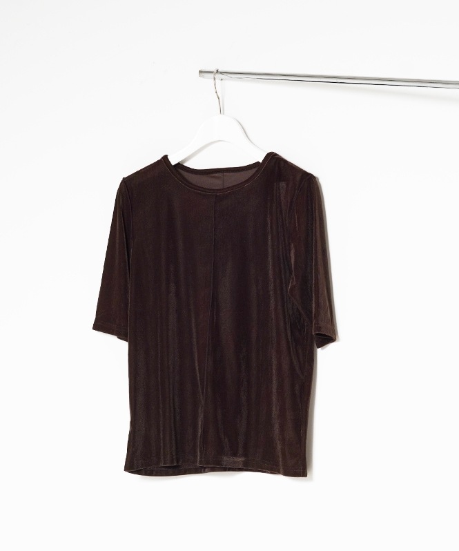 ベロア風ハーフスリーブプルオーバー