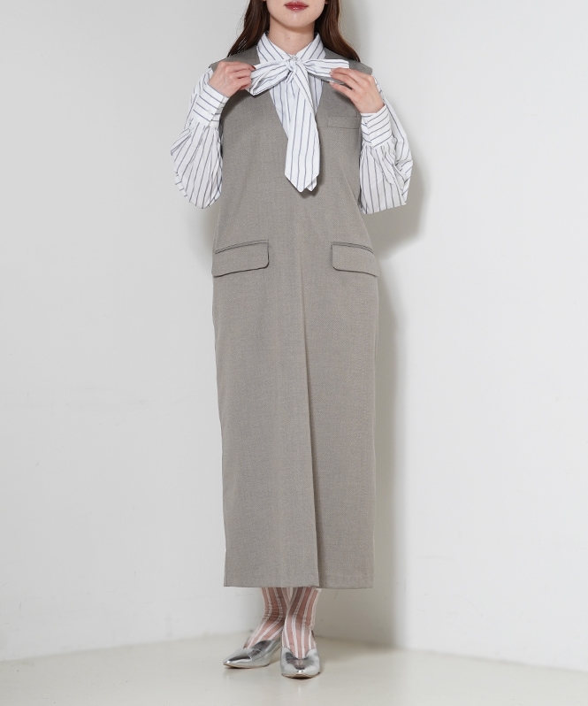 ウールライクヘリンボーンワンピース