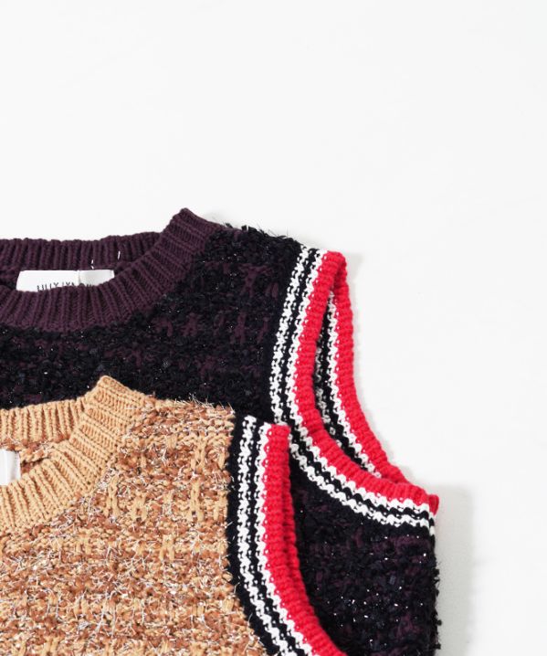 Tweed compact knit vest