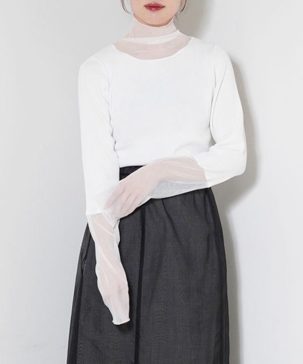 チュール切替ニット