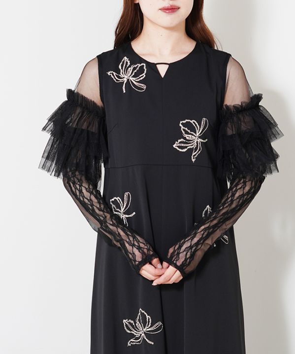 ANDRESD 黒 ドレス(Mサイズ) DONOBAN ドレス 「ANDRESD」blooming tulle dress「ブルーミング