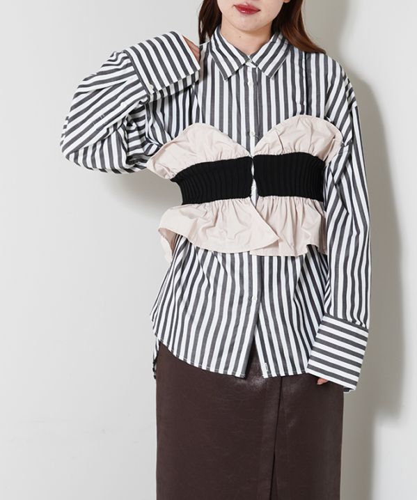 ニット×タフタビスチェ