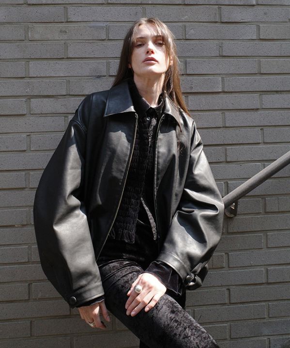 FAKE LEATHER BALLOON JACKET