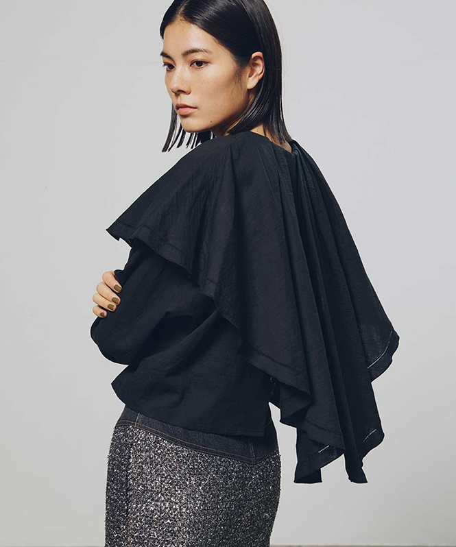 2WAYアシンメトリーケープブラウス