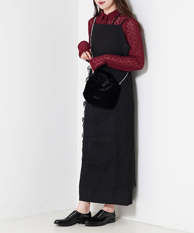 チュールレイヤードワンピース