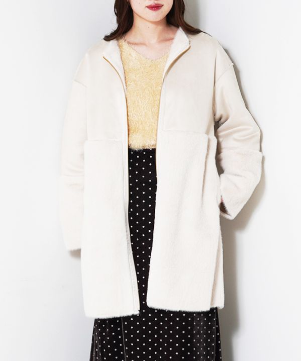 ファイクムートンノーカラーコート