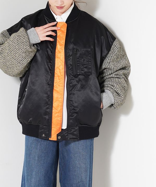 knit docking down blouson