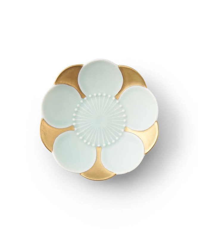 【受注生産】モイスト青磁 金彩 梅形皿