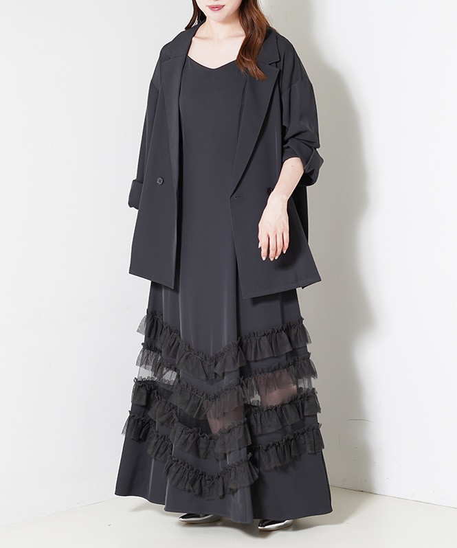 Transparent hem set up dress