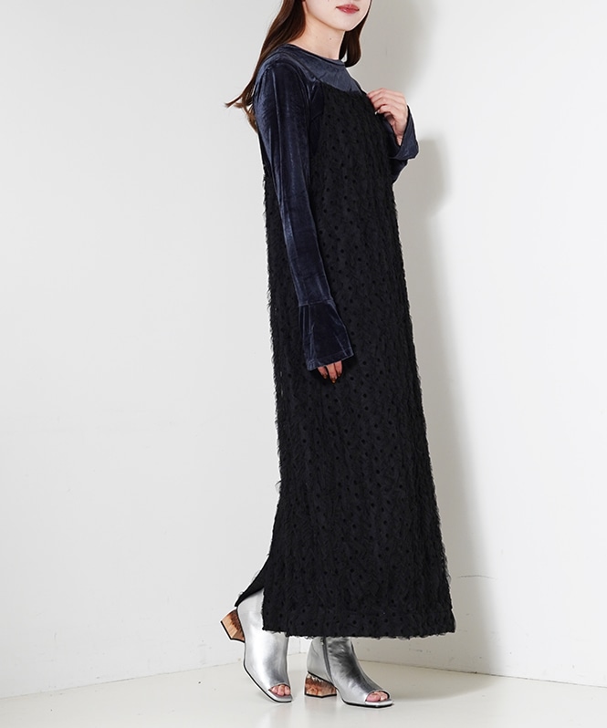 ブラオドットチュールフリルワンピース