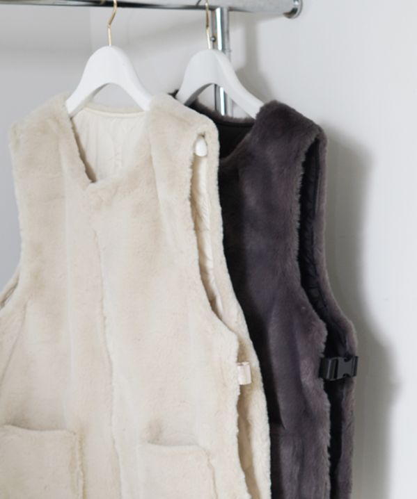 キルティング×ファーリバーシブルベスト