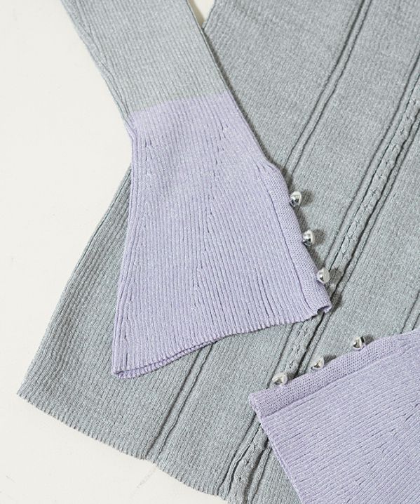 袖フレアラメニット