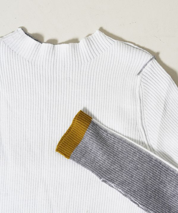 前後2WAY配色タートルニット