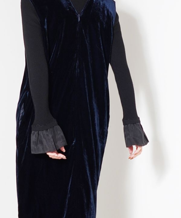 袖シアーバルーンリブニットプルオーバー