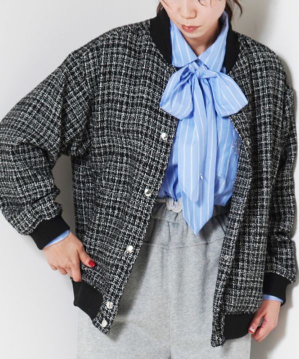 ツイードスタジャン