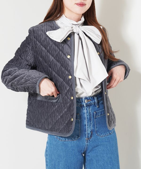 ベルベットライクキルティングハーフコート