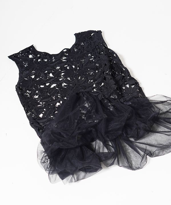 ケミカルレース×チュールトップス
