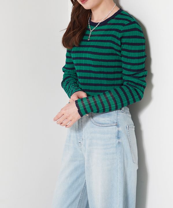 ランダムリブニットトップス