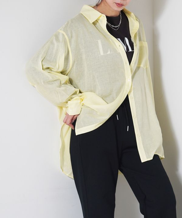 リネン混シャツ