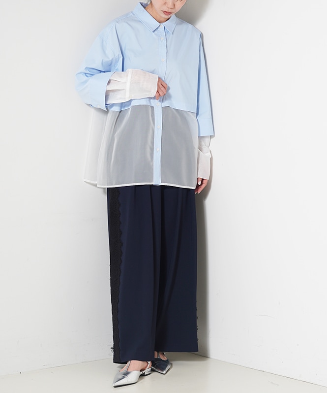 シアー切り替えシャツ