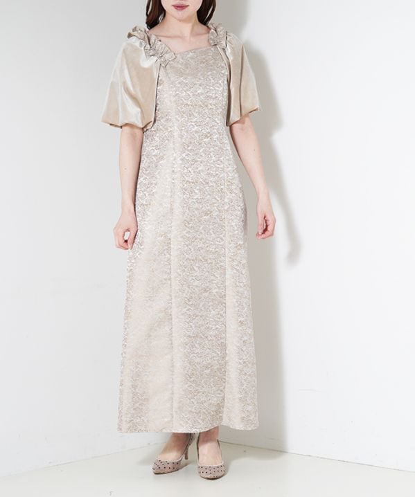 Puff-sleeve Jacquard Dress
