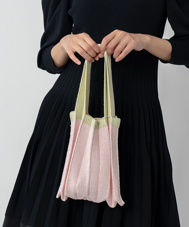 SPANGLE MINI PLEATS KNIT BAG