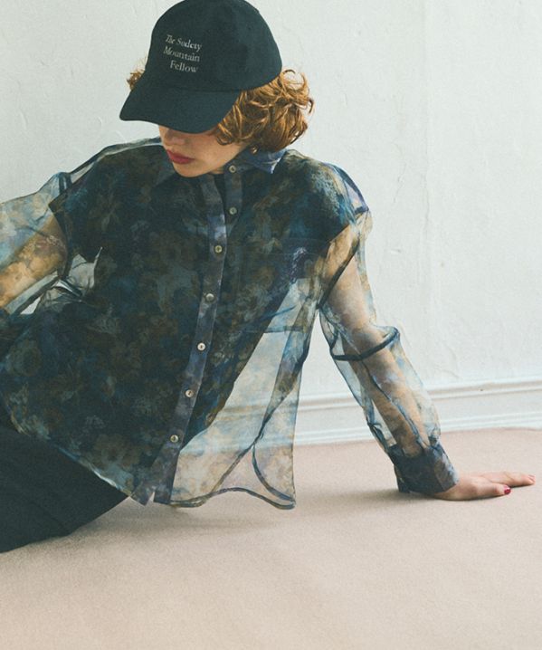 オーガンジープリントシャツ