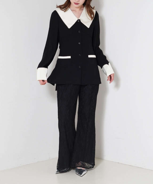 contrast collar set up dress