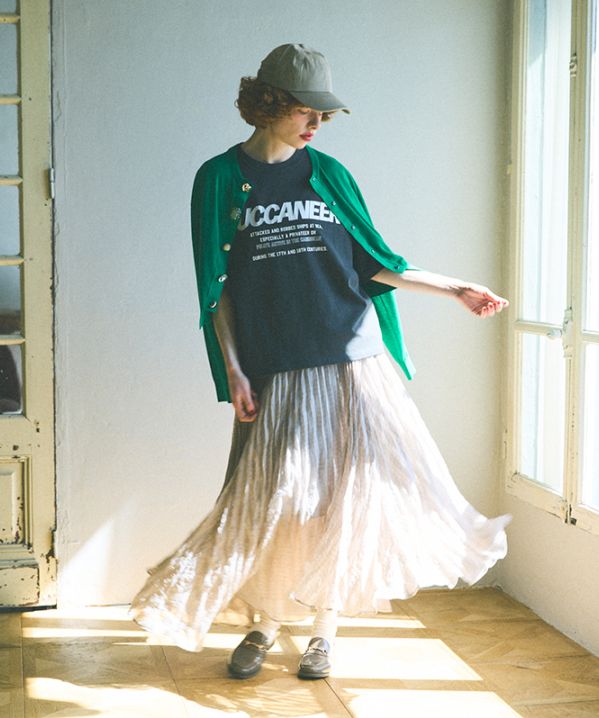 シアーチェックプリーツスカート