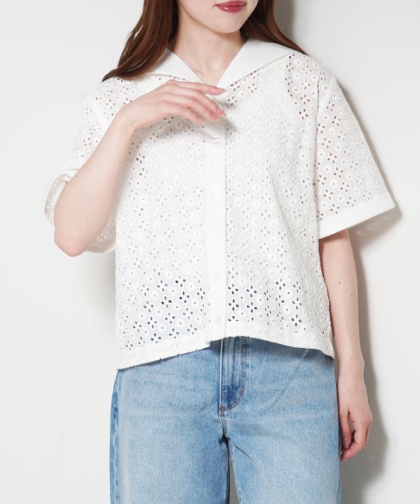 Sailor Collar Cutwork Top