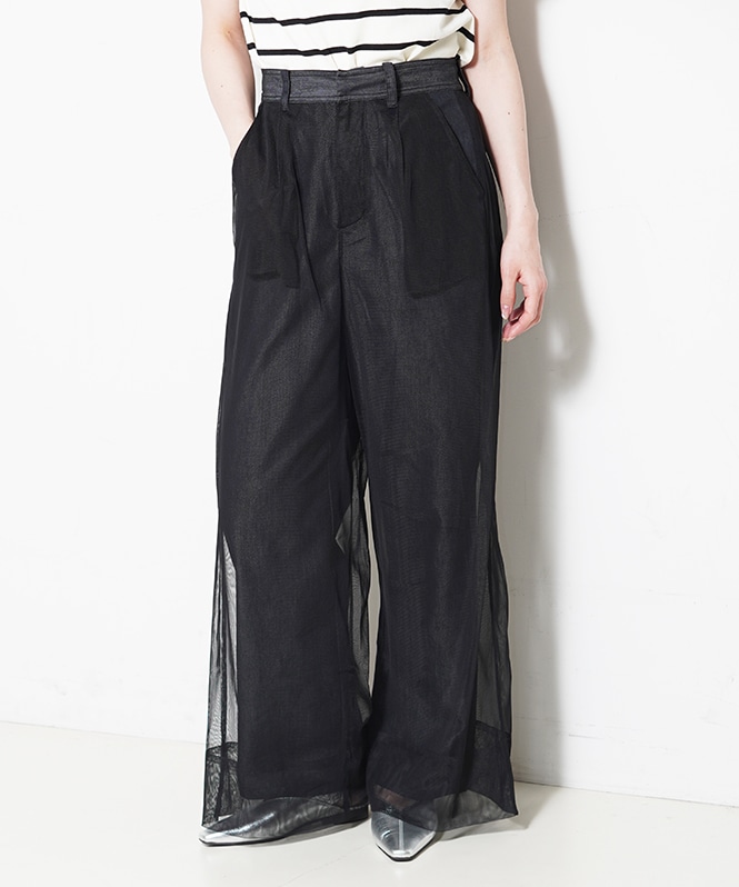 デニム×チュールパンツ