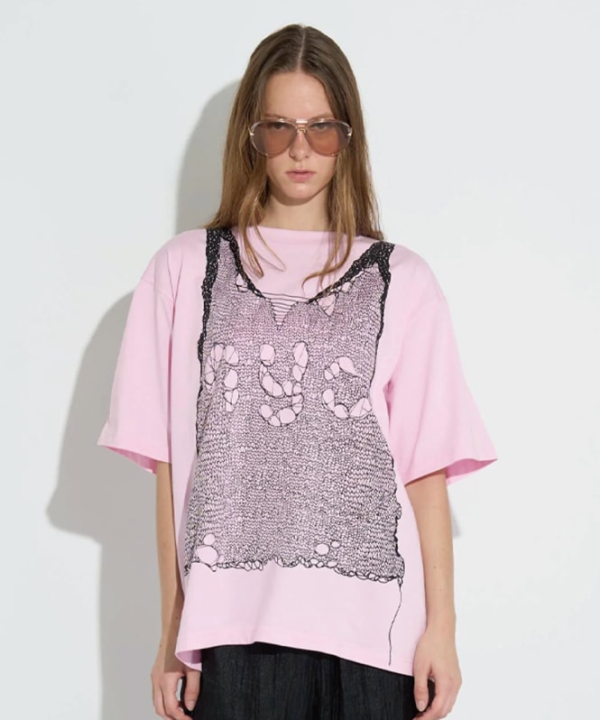 トロンプルイユプリントビッグTシャツ