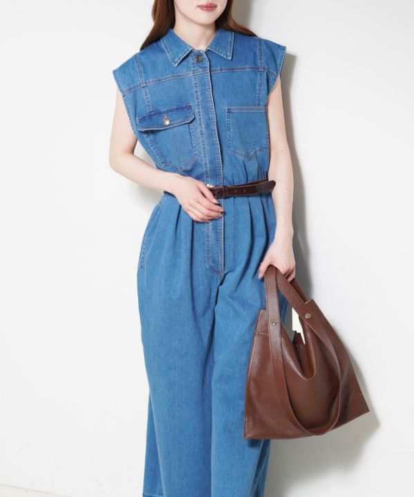 stretch denim overalls
