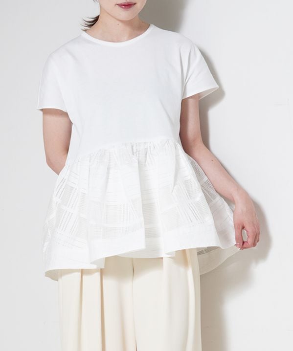 Cut and Sewn＆Sheer Flare Blouse