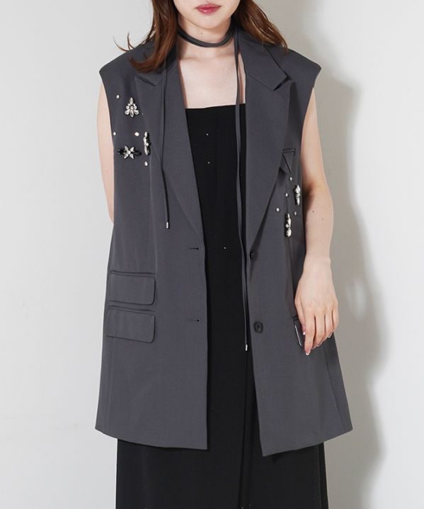 rosy monster ボレロジャケット グレー グレー】シャンブレーシフォン