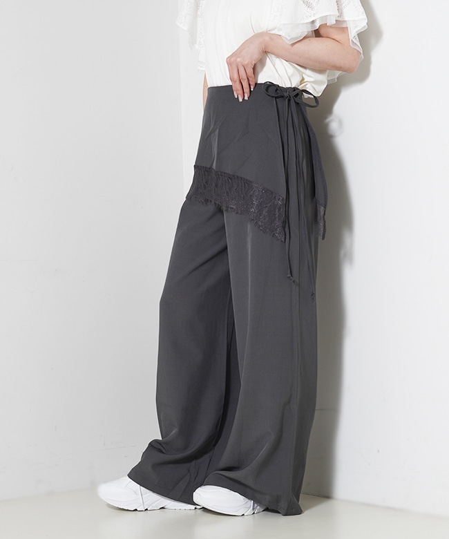 レースレイヤード風ワイドパンツ | PANTS,ワイドパンツ | ROOM903 online