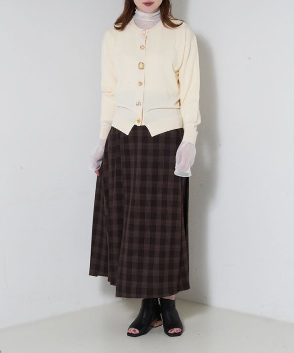 チェック柄ラッププリーツスカート