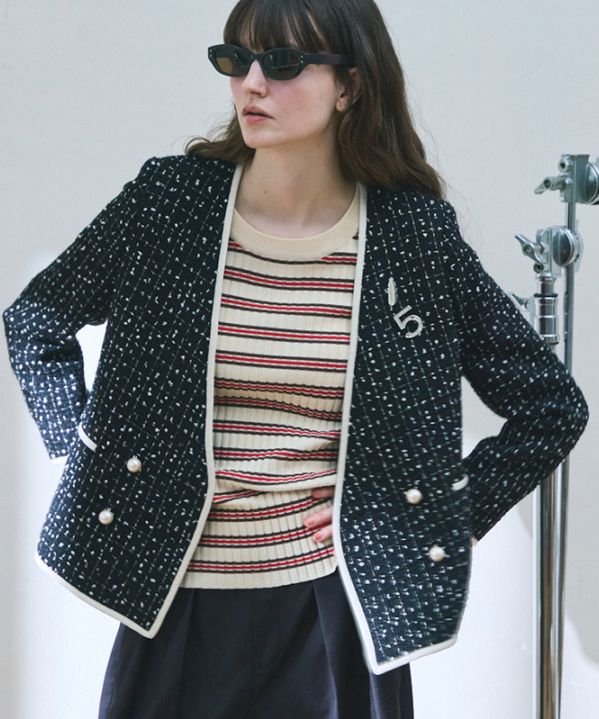 マルチボーダーリブニット