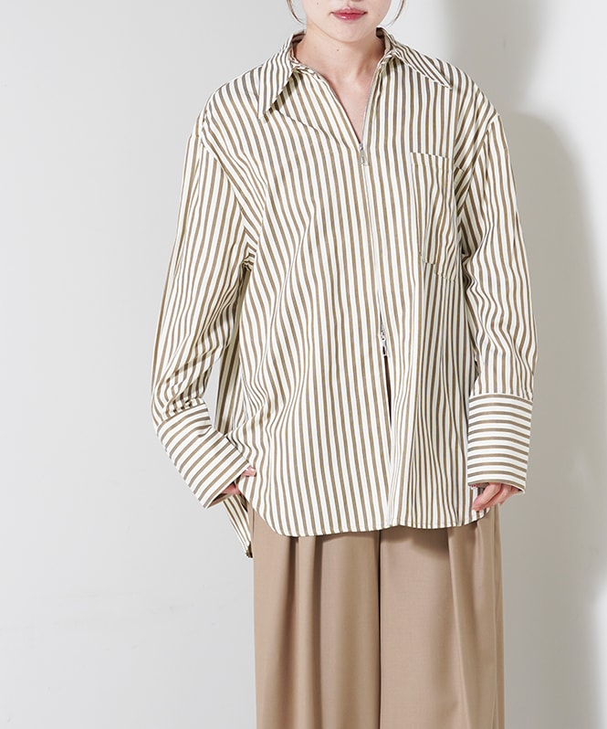 ロングカフスWジップストライプシャツ | ALL ITEM | ROOM903 online