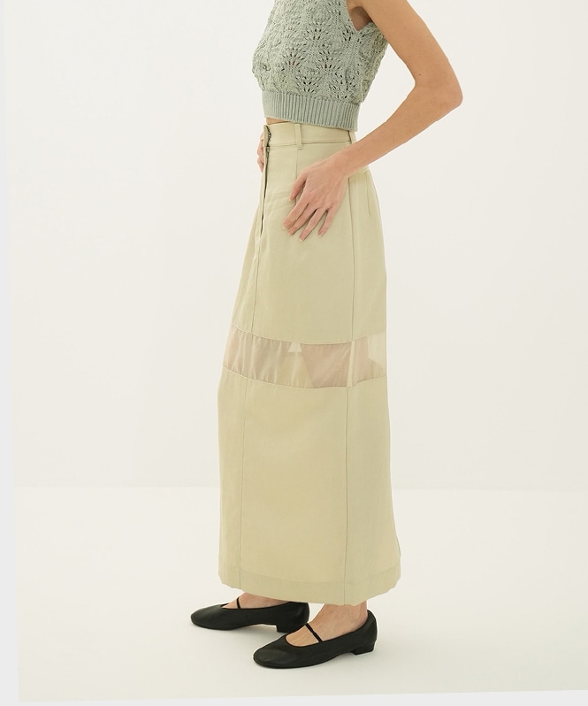 CLANE、ロングスカート、イエロー、ベージュ CLANE SHEER SWITCHING STRAIGHT SK | ALL ITEM | ROOM903 online