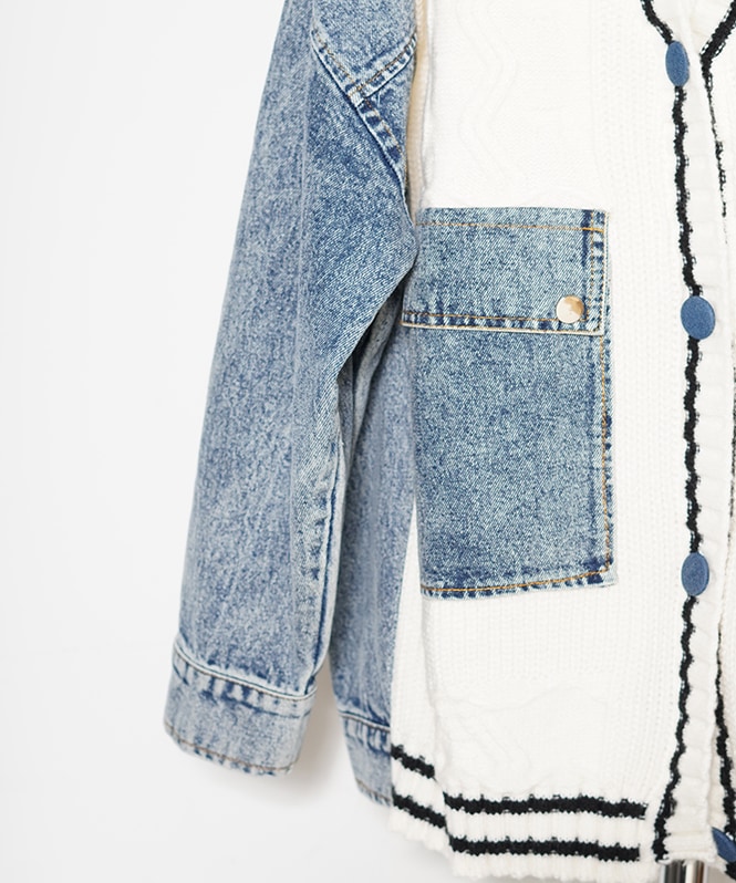 デニム×ニットドッキングオーバーカーディガン | ALL ITEM | ROOM903