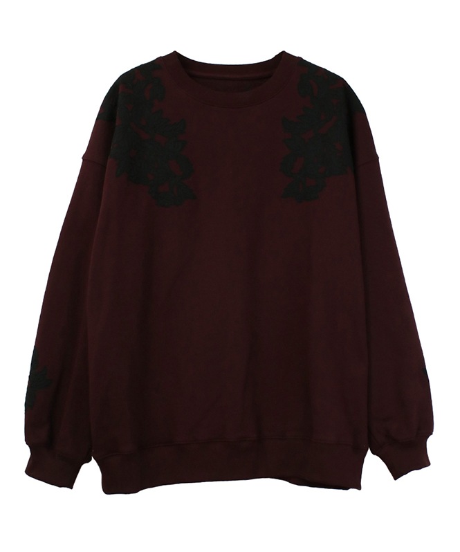 フラワー刺繍スウェット