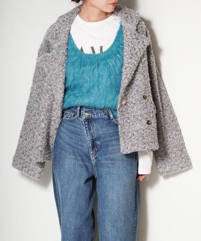 【新品タグ付き✨】ルネ ツイード ニットジャケット ダブルジップ　36 24年 ツイードニットダブルジャケット | TOPS,ニット | ROOM903 online
